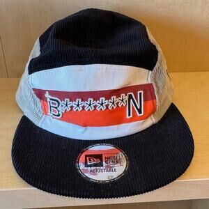 Brooklyn Nets New Era Adjustable Corduroy 5-Panel Hat Navy Colorblock NBA Cap